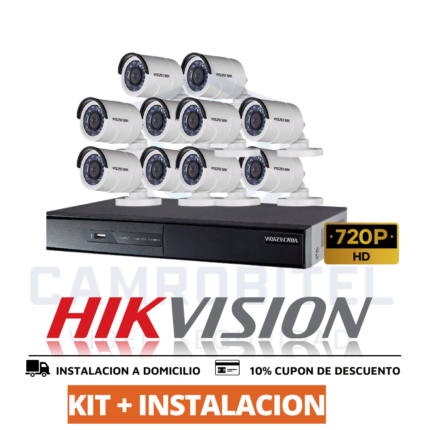 kit 10 cámaras HD +Instalación gratis +audio+disco de grabación